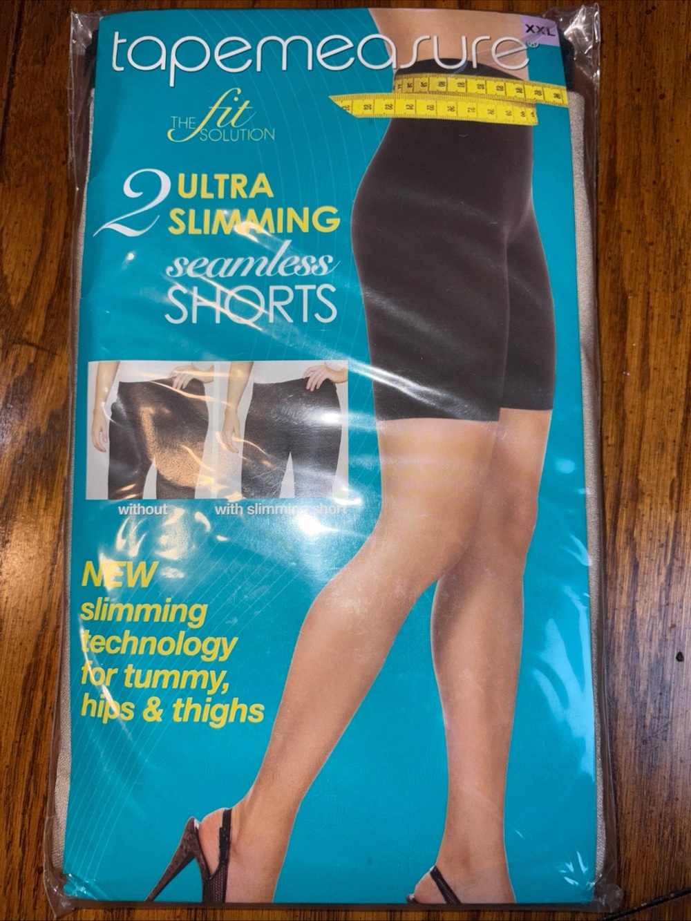 Tapemeasure Tummy Control Seamless Shorts Pk of 2 in Black & Buff Women's XXL N